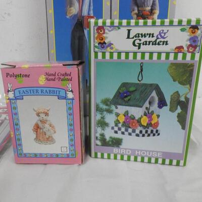 7 pc Easter, Hand Crafted Easter Bunnies, Easter Lights, Door Cover - New