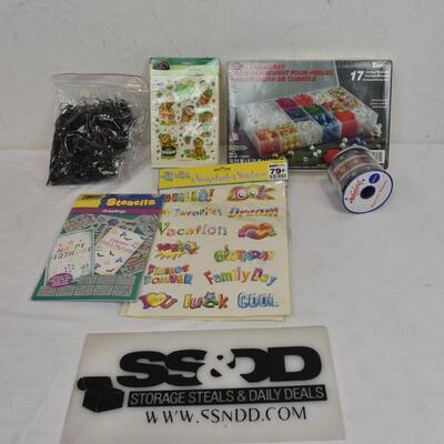 Bead Organizer, Stickers, Ribbon, Streamers, Greeting Stencils - New