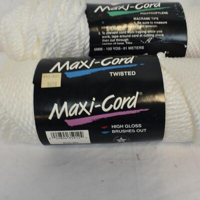 Red Heart 4 ply yarn skein Pale Rose, 2 White Maxicord 100 Yards - New