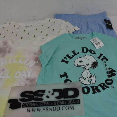 Peanuts Small Shirt, 2 Old Navy Med Shirts, Wet Seal Blue Bell Med Pants - New