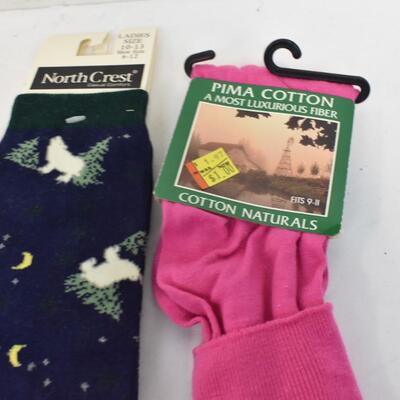 9 Pairs of Ladies Socks Size 9-11: Accents & Elements, Anklets in Color - New
