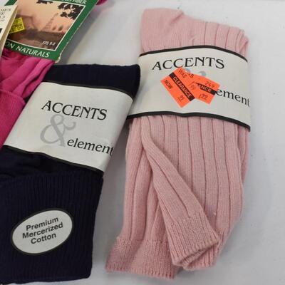 9 Pairs of Ladies Socks Size 9-11: Accents & Elements, Anklets in Color - New