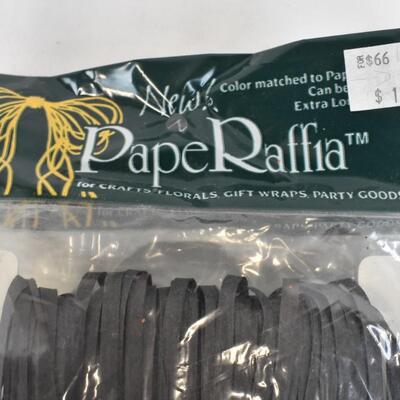Halloween Crafts Lot; Black Filling, Cotton Balls, Black PapeRaffia - New