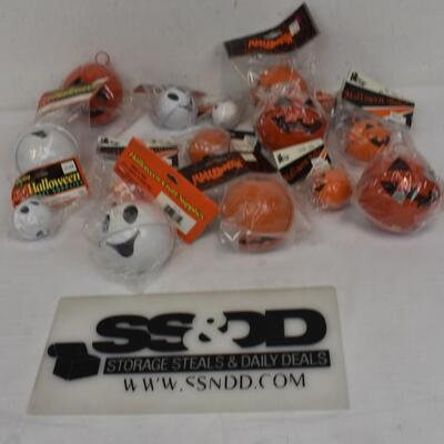 15 Provo Craft Halloween Bells, White and Orange Bell Assorted Sizes - New