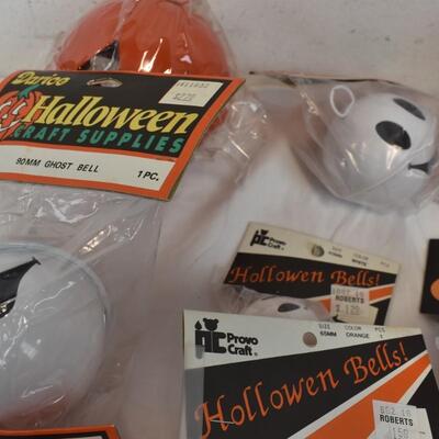 15 Provo Craft Halloween Bells, White and Orange Bell Assorted Sizes - New