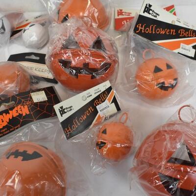 15 Provo Craft Halloween Bells, White and Orange Bell Assorted Sizes - New