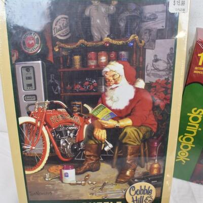 3 Christmas Santa Puzzles, 500& 1000 pieces. Sealed - New
