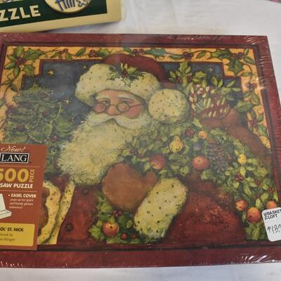 3 Christmas Santa Puzzles, 500& 1000 pieces. Sealed - New