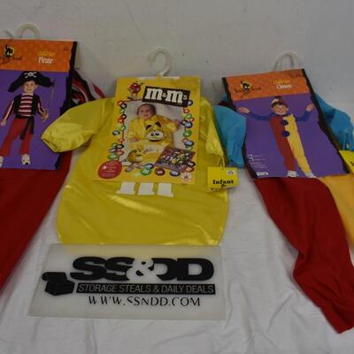Infant & Toddler Halloween Costumes: Pirate 2-4, Infant Yellow M&M, Clown - New