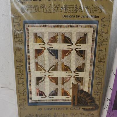 Quilt Design Patterns: Saw Tooth Cats, Haunted House, & Hillside Barns - New