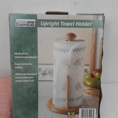 4 pc Kitchen: Appliance Cover, Decorating Stand, Paper Towel Holder, Spoon - New