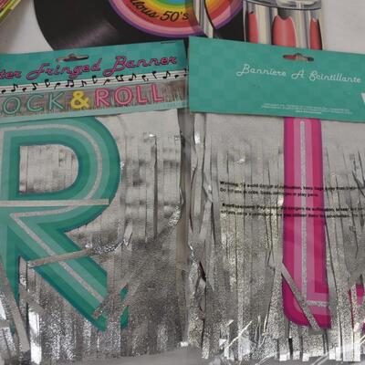 Rock & Roll Party Decorations: Napkins, Plates, Banners, Posters, Balloons - New