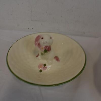 Brandani Appetizer Set White Porecalian, Avon Bunny Candy Dish - New