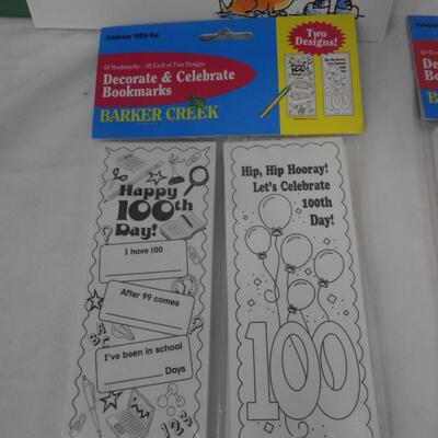Assorted Green, Purple, and Blue Folders, Birthday Bookmarks, Kid Book - New
