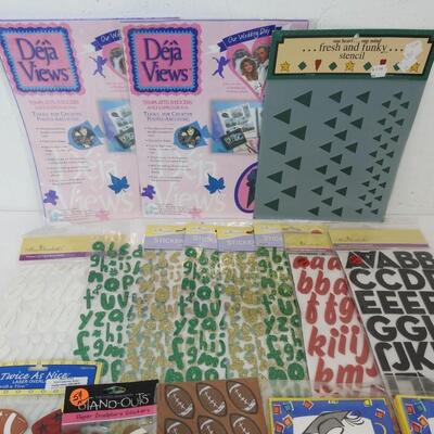 20 pc Crafting Supplies. Alphabet Stickers, Stencils - New