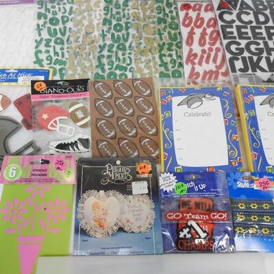 20 pc Crafting Supplies. Alphabet Stickers, Stencils - New