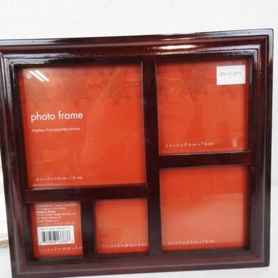 Heart Felt Design Frame, 2 Wooden 5 Assorted Photo Frames, 9 x 8 Frames - New