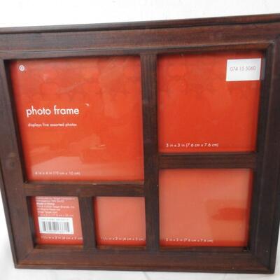 Heart Felt Design Frame, 2 Wooden 5 Assorted Photo Frames, 9 x 8 Frames - New