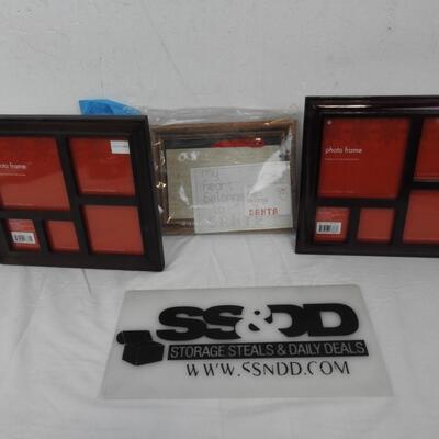 Heart Felt Design Frame, 2 Wooden 5 Assorted Photo Frames, 9 x 8 Frames - New