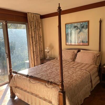 Gorgeous four poster queen bedroom set with bureau and desk