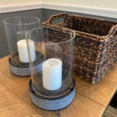 Chevron Hurrican Candle Set + Basket