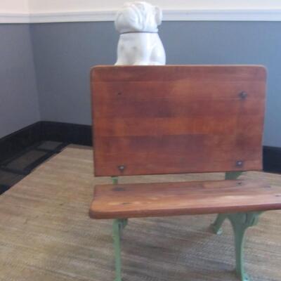 Antique Desk + Bulldog Cookie Jar