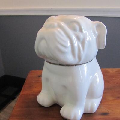 Antique Desk + Bulldog Cookie Jar