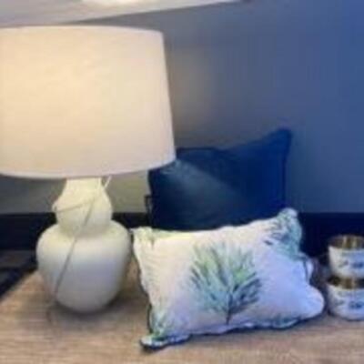Lamp + Pillows + Crab Tins