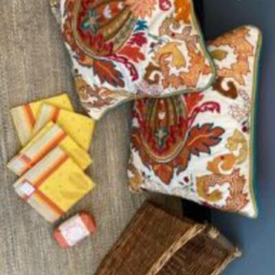 2 Pillows + Basket + Linen Napkins