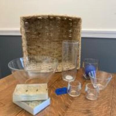 Glass Vases + Basket