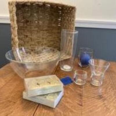 Glass Vases + Basket