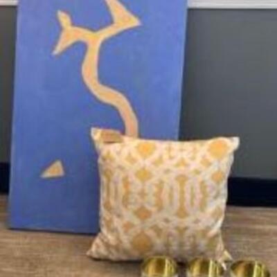 Art + Pillow + Crab Tins