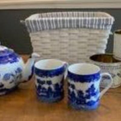 Teapot + Mugs + Tins + Basket