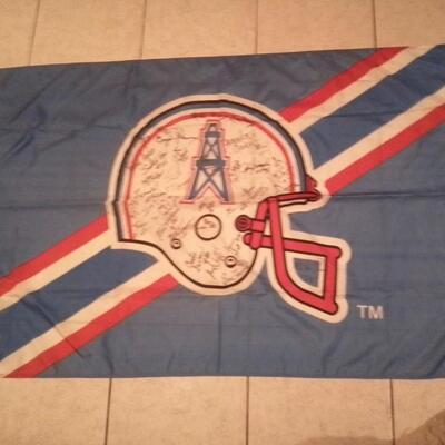 Last Season Houston Oilers Team Signed Flag 1998