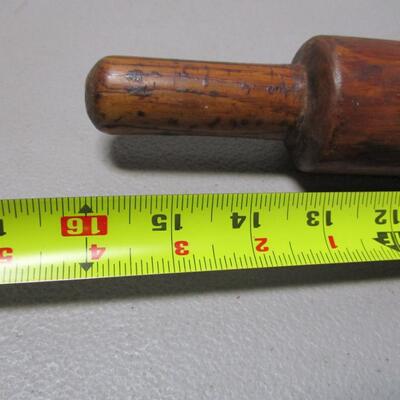 Antique Vintage Rolling Pin One Piece Solid Wood 16
