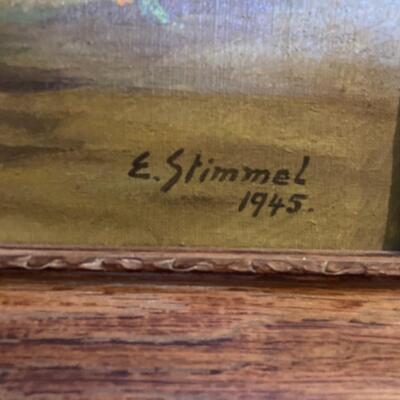 Still Life Vintage Oil Painting Signed STIMMEL 23â€w x 19â€h