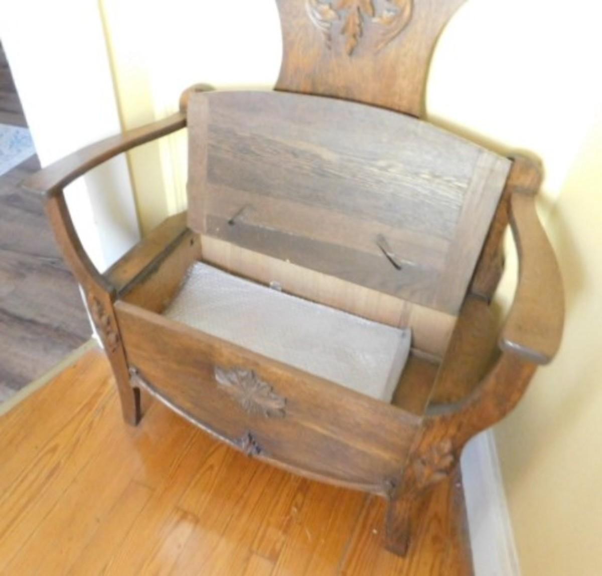 Vintage Solid Oak Hall Tree Bench with Mirror 14"x72"
