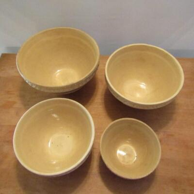 Set of 4 Mixing Bowls Marked USA- Some Chipping and Cracking- Please See Pictures