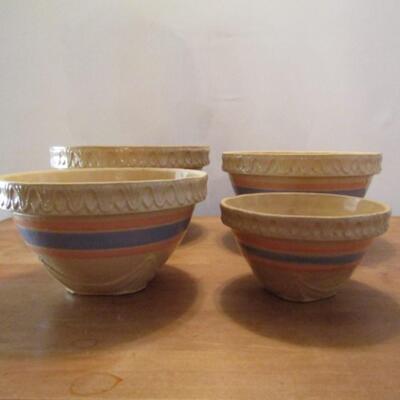 Set of 4 Mixing Bowls Marked USA- Some Chipping and Cracking- Please See Pictures