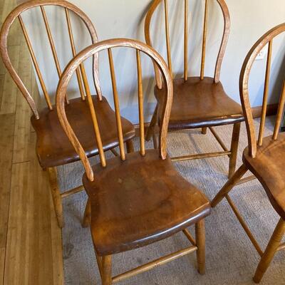 Set of 4 Vintage Solid Wood Chairs