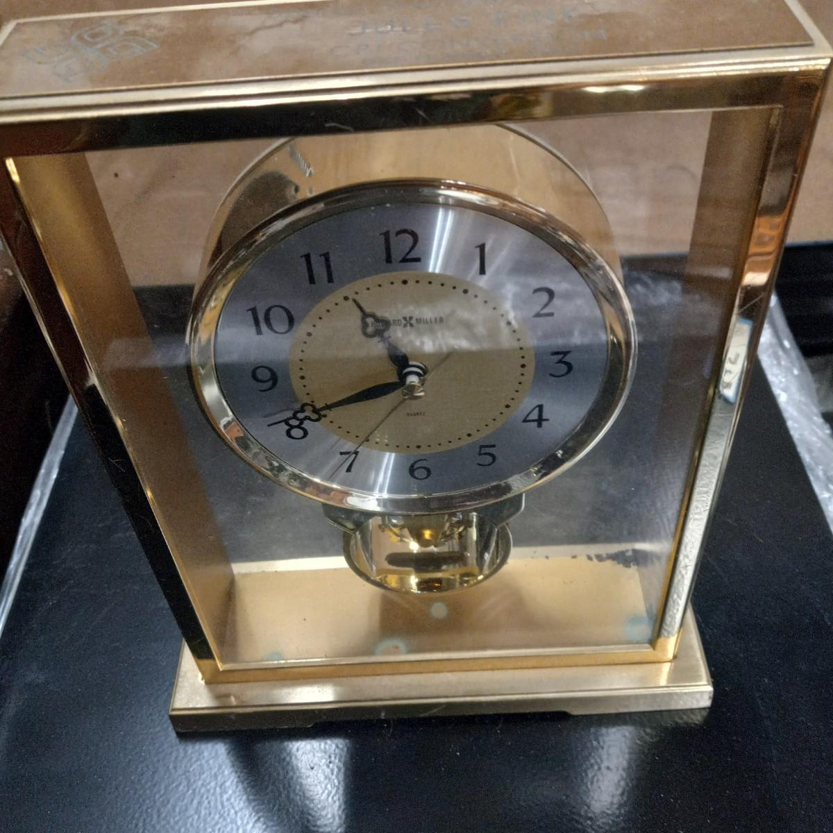 Vintage engraved glass enclosed desk clock