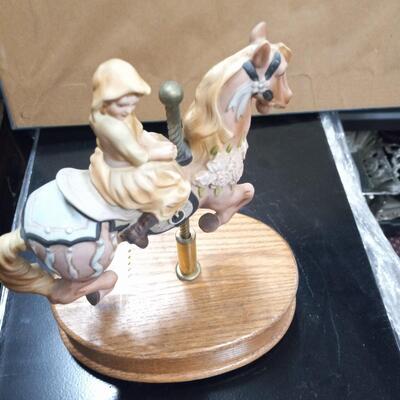 Vintage Musical Horse and  Girl Carousel Figurine