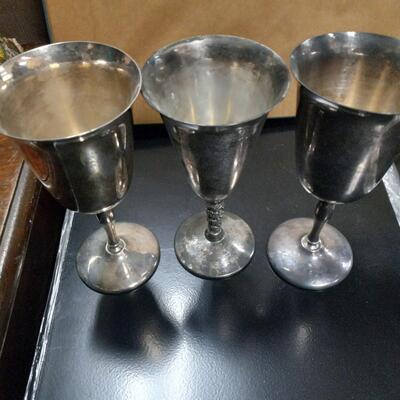 Lot of 3 Vintage Metal Wine Glass