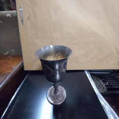 1 Vintage Goblet, Wine Glass /Cup  with Decorative Design
