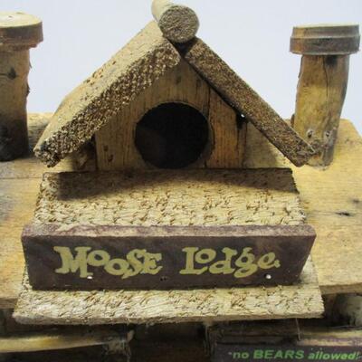 Rustic Moose Lodge Cabin Birdhouse