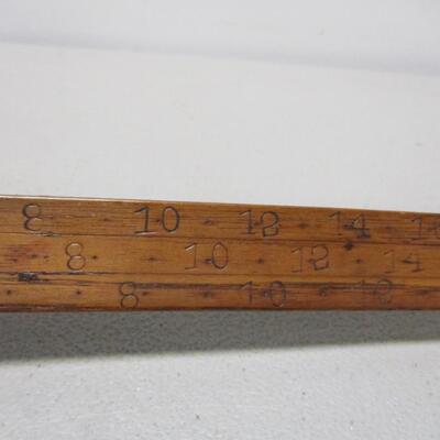 Rare Primitive Bendable Hickory Wood Measuring Stick with Brass Foot for Measuring Felled Trees Michigan Origin