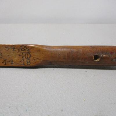 Rare Primitive Bendable Hickory Wood Measuring Stick with Brass Foot for Measuring Felled Trees Michigan Origin
