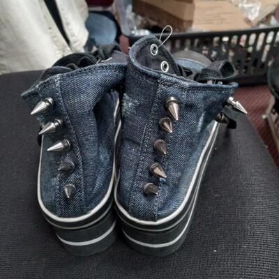 Nice, Cool and  Trendy Blue jean Platform Sneakers with ribbed holes and Spikes
