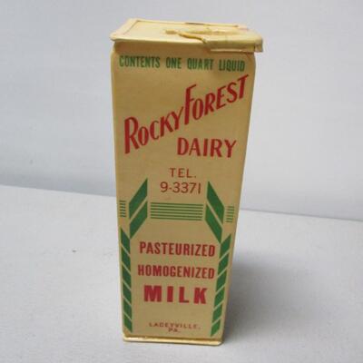 Vintage Waxed Paper 1qt Milk Cartons RockyForest Dairy Laceyville Pennsylvania