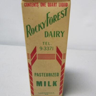 Vintage Waxed Paper 1qt Milk Cartons RockyForest Dairy Laceyville Pennsylvania